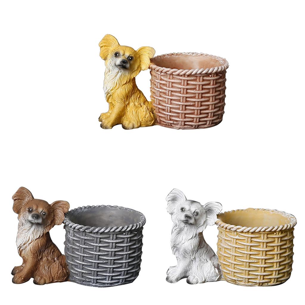 Puppy Figurine Flowerpot for Windowsills Desktops Decorative Planter Flower Basket Home and Office Decoration Use