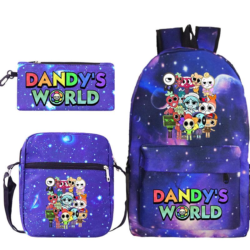 Neue Dandy-Welt Peripherie Druck Schultasche Student Lässige Federtasche Umhängetasche Dreiteiliges Set