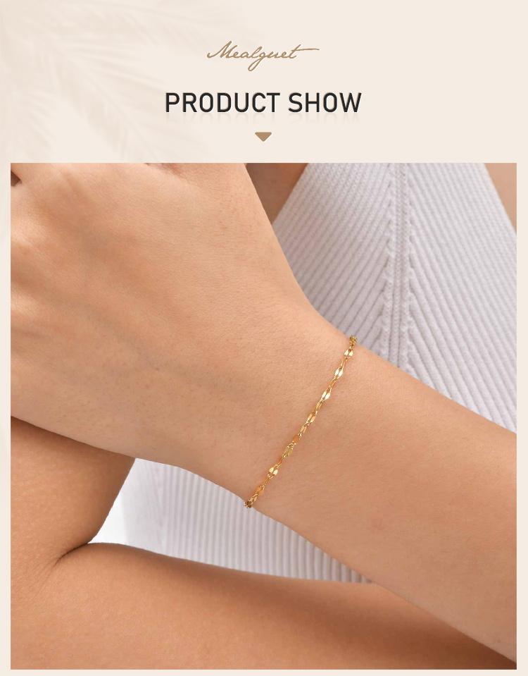 Gold Plated Thin Chain Bracelets for Women Stack, Cuff Bangle Bracelet Waterproof Jewelry Wholesale Dropshipping