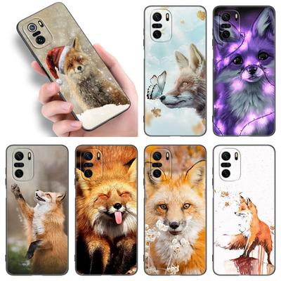 Funda de Teléfono Animal Zorro Para Xiaomi POCO F2 F3 M2 M3 M4 X3 X4 Pro NFC F4 GT 5G F1 X2 C3 C31 C40 M5S Cubierta Negra de TPU Suave