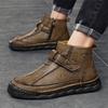 Ανδρικές Δερμάτινες Μπότες Φερμουάρ Ψηλό Τοπ Casual Παπούτσια Αθλητικά 39-48