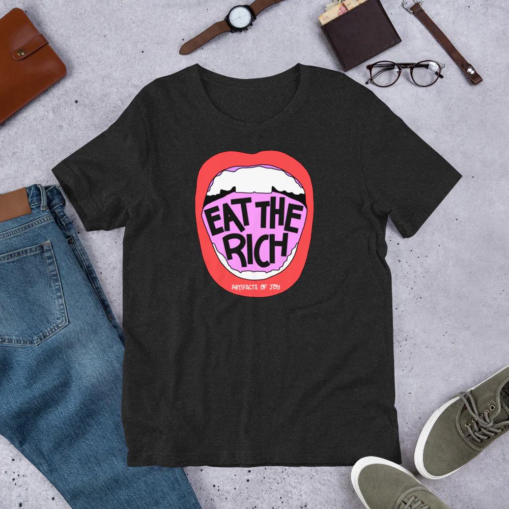 Vintage Eat The Rich Unisex Cotton T-shirt Comfortable Stylish Celebrate Christmas Men Clothing Oversized T Shirt Streetwear