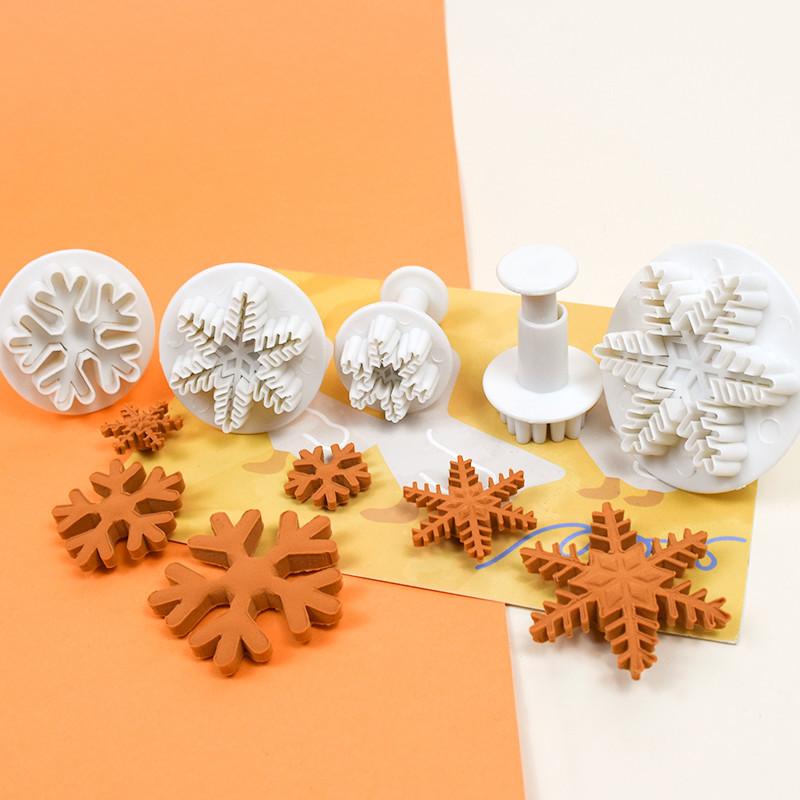 3Pcs/set Thickness Snowflake Spring Mold Cake Decoration Embossed Biscuits Chocolate Baking Set