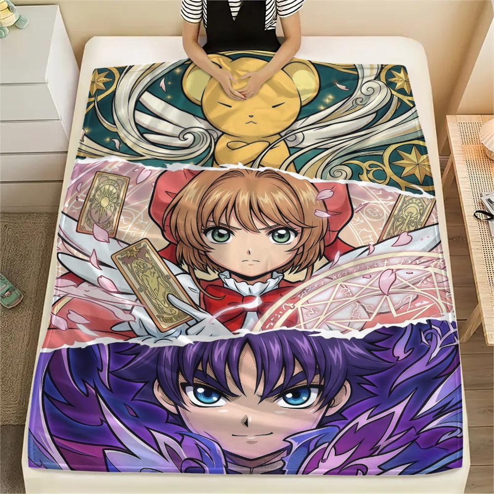 Cardcaptor Sakura splicingPrint Flannel Blanket, High Quality Comfortable for All Seasons, Home Decor, Warmth and Comfort