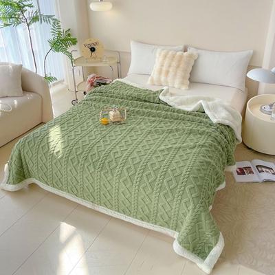 Solid Color Coral Velvet Blanket Thicked Jacquard Design Rhombus Flannel Blanket Warm Comfortable Office Nap Blanket Home