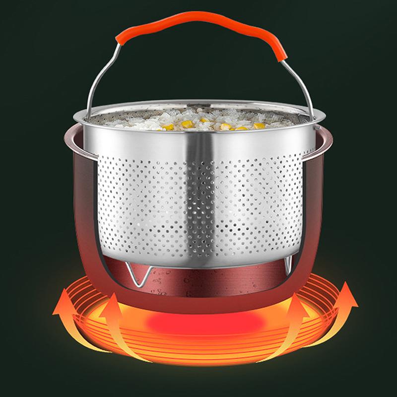 Stainless Steel Kitchen Steam Basket Pressure Cooker Anti-Scald Steamer Multi-Function Fruit Cleaning Basket Accessories