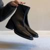 Retro Silent Thick Heel Elastic Temperament Thin Boots Women's 2025 Autumn and Winter New Small Soft Sole High Heel Short Boots
