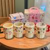 Cute Christmas Ceramic Mug with Lid for Girl's Birthday Gift High-value Straw Mug Souvenir