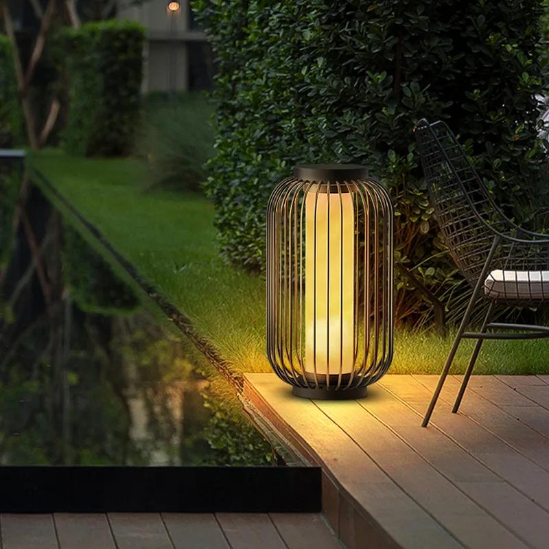 Solar birdcage column headlamp garden villa lawn lamp garden area floor lamp waterproof residential floor lamp