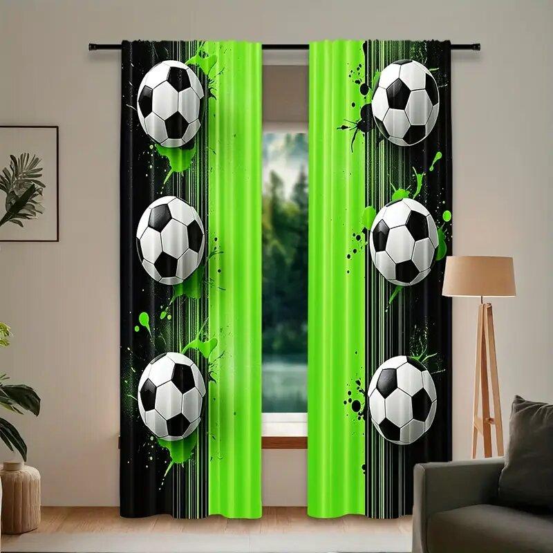 Football-Themed - Pole Bag Curtains, Bedroom, Living Room And Kitchen Decoration, Home Decoration, Window Decoration