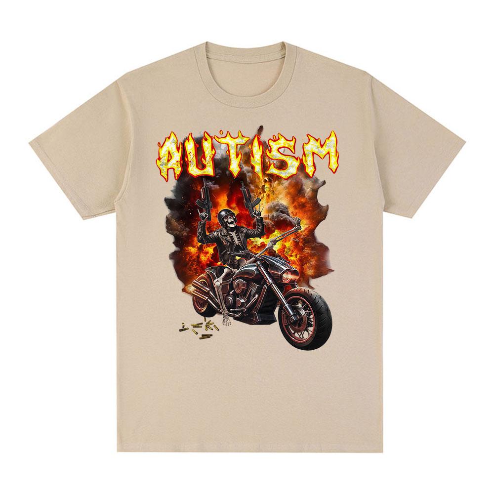 

Autisitic Funny Skeleton Autism Meme Tshirts Men Women Clothing Vintage Summer Short Sleeves Tshirt 100 Cotton Casual T Shirt M