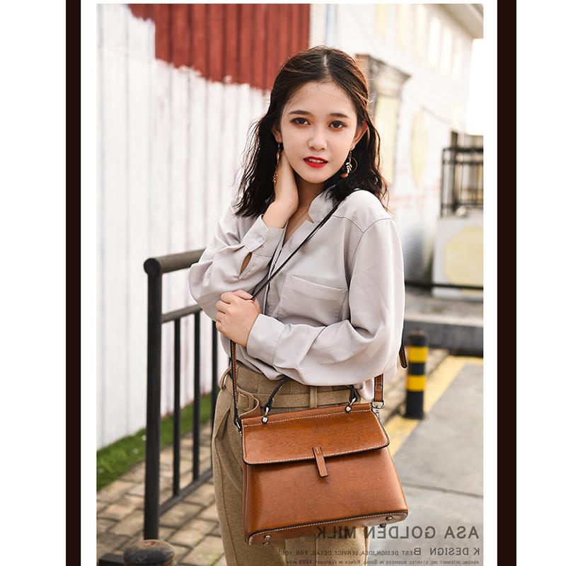 Genuine Leather Women Handbag Fashion Cowhide Ladies Crossbody Bag Korean Style Women Commuter Shopping Shoulder Bag