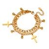 XIXI Joyas De Acero Inoxidable Para Mujer Double Cross Stainless Steel Gold Plated Custom Fashion Jewelry Chain Bracelet Bangle