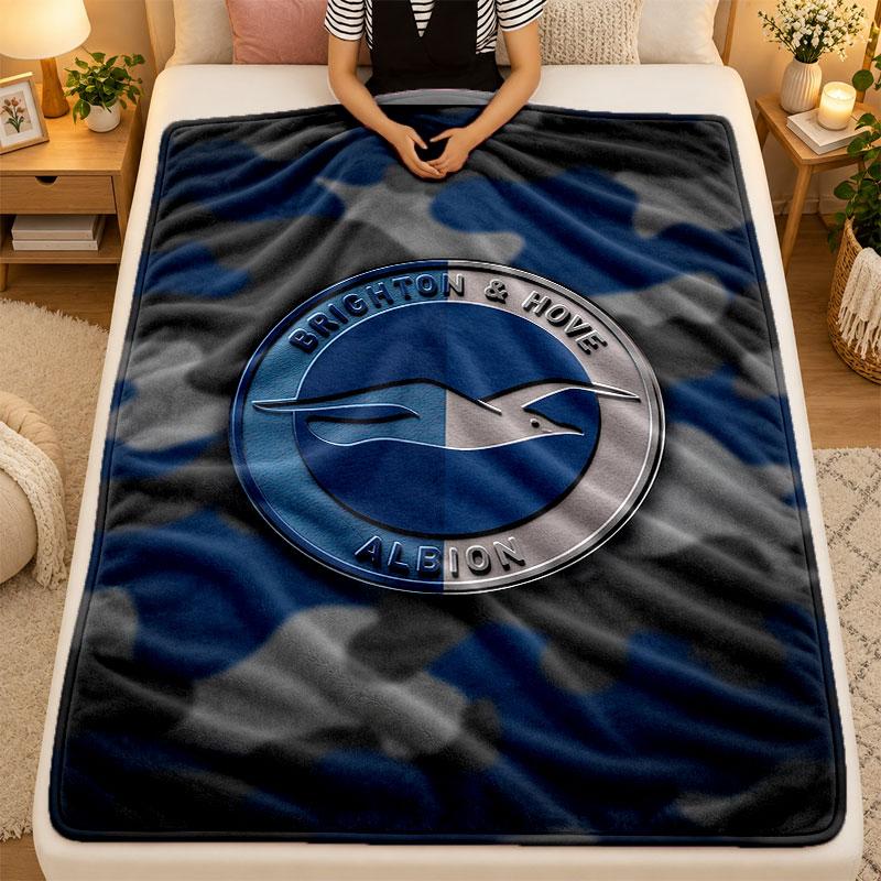 Flannel BlanketBrighton & Hove Albion Football Warm Soft Throw Blanket for Indoor Sofa Bed Living Room Use