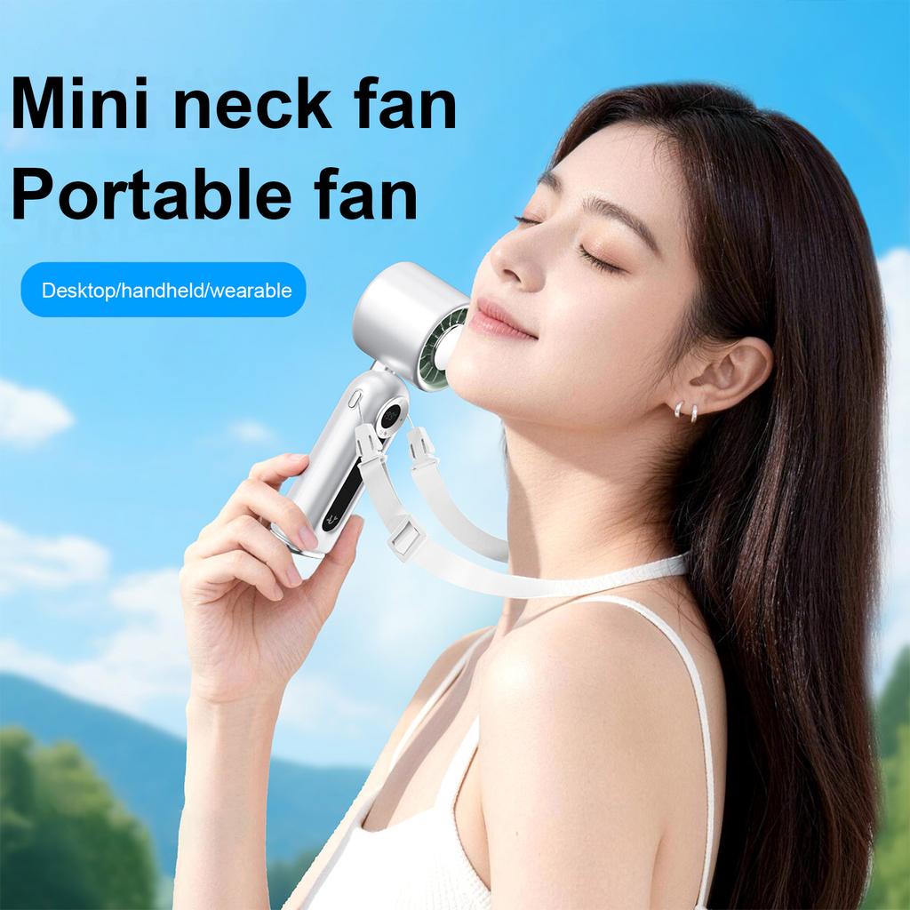 Foldable Portable Desktop Fan with Digital Display Portable Handheld Turbo Fan 4000mAh Battery Holiday Gifts for Women Men
