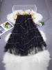 European Style Beaded Mesh High-Waist Long Skirt for Women - Autumn Fairy Puffy Cake Skirt