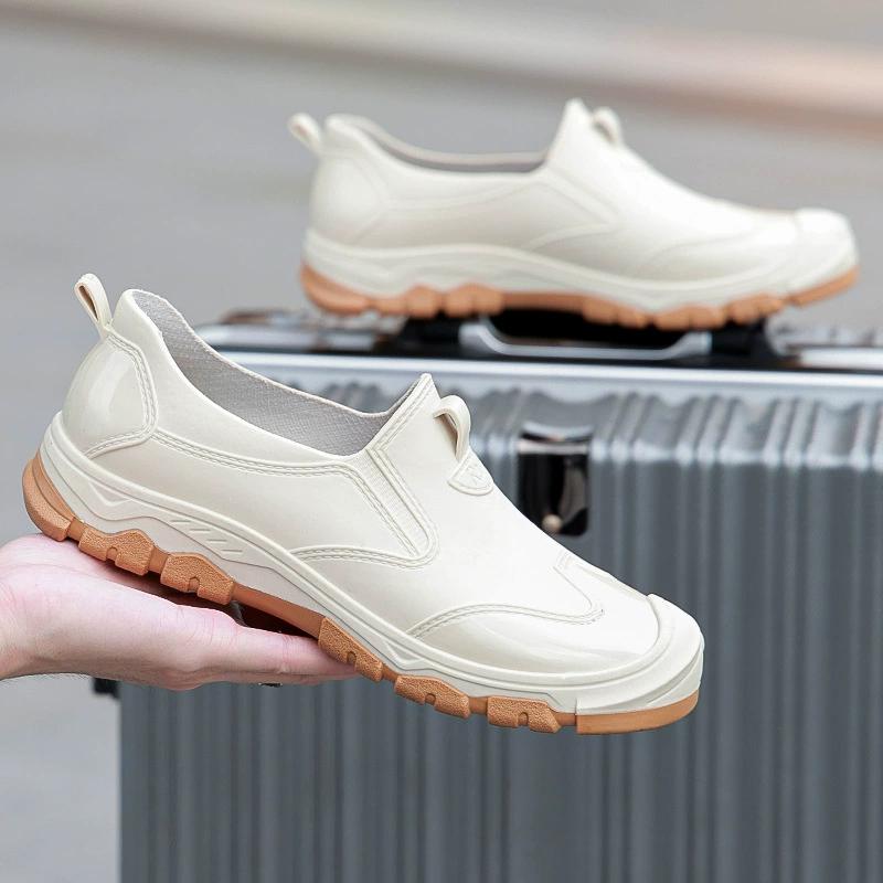 Buty na deszcz Wodoodporne buty Modne khaki Wodoodporne męskie niskie buty deszczowe antypoślizgowe - Gumowe buty outdoorowe do brodzenia