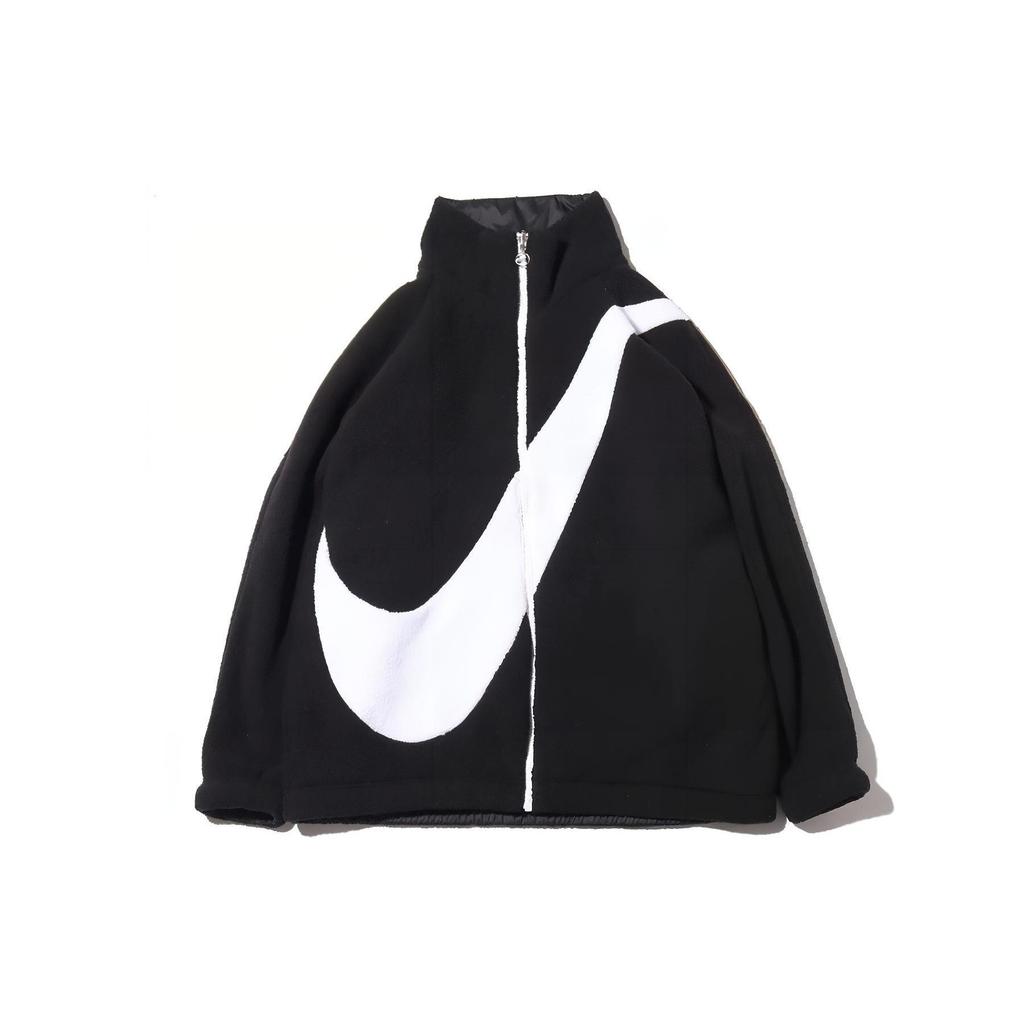Nike Large Logo Sherpa Reversible Fleece Lined Velvet Feel Coat US Version Women's Black CI8937-010