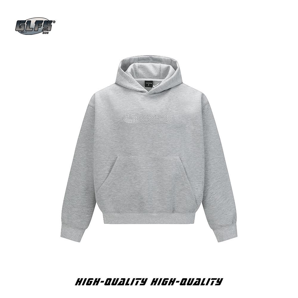 

GLFS 25 Unisex Rhinestone Logo Hooded Sweatshirt - Autumn/Winter Collection Extra Large сірий колір
