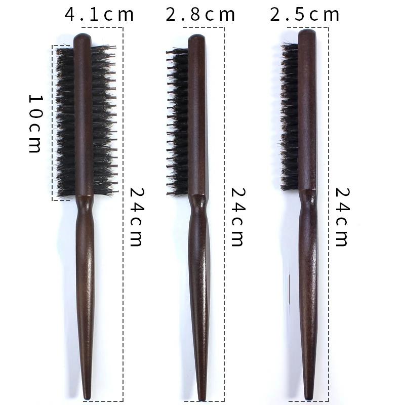 Three Rows of Boar Bristle Hair Combs for Bride's Studio Model Hair Hairdressing Fluffy Fine Handle Barber Combs High Quality
