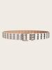 Double Row Retro Belt Iron Buckle Hollow Pattern Stylish Jeans Streetwear Looks