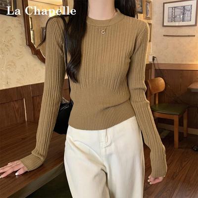 La Chapelle Women's Slim Fit Long-Sleeve Knit Sweater