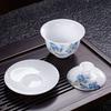 "Jingdezhen Jade Porcelain Gaiwan Tea Set with Hovering Lid and Saucer – Traditional Chinese Kung Fu Tea Cup