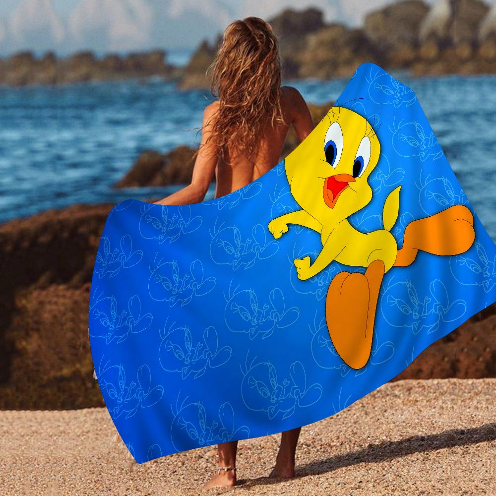 Yellow Cartoon T-Tweetys Bird Beach Towels Shower Towel Sauna Travel Spa Microfiber Quick Dry Gym Accessories Cute Room Decor