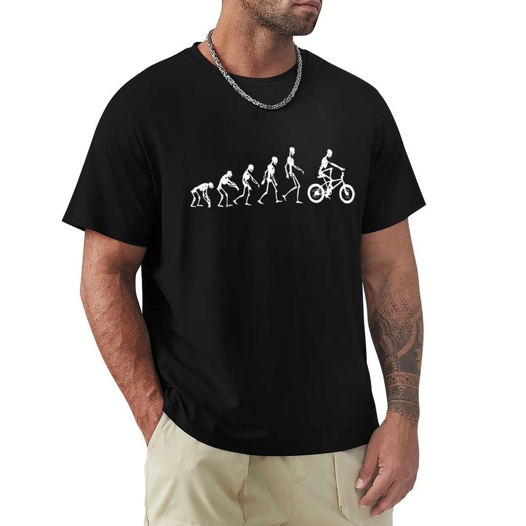 Evolution Skeletons Biker T Shirt Harajuku Short Sleeve T-shirt Cotton Graphics Tshirt Tops