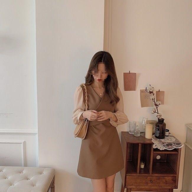 Spring Long Sleeve Chiffon Dress With Waist Ties For Casual And Office Wear