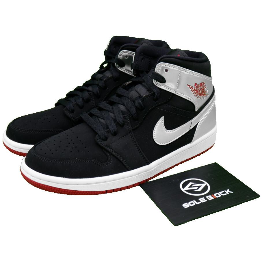 

Jordan 1 Mid Black Metallic Silver - 554724-057 40.5