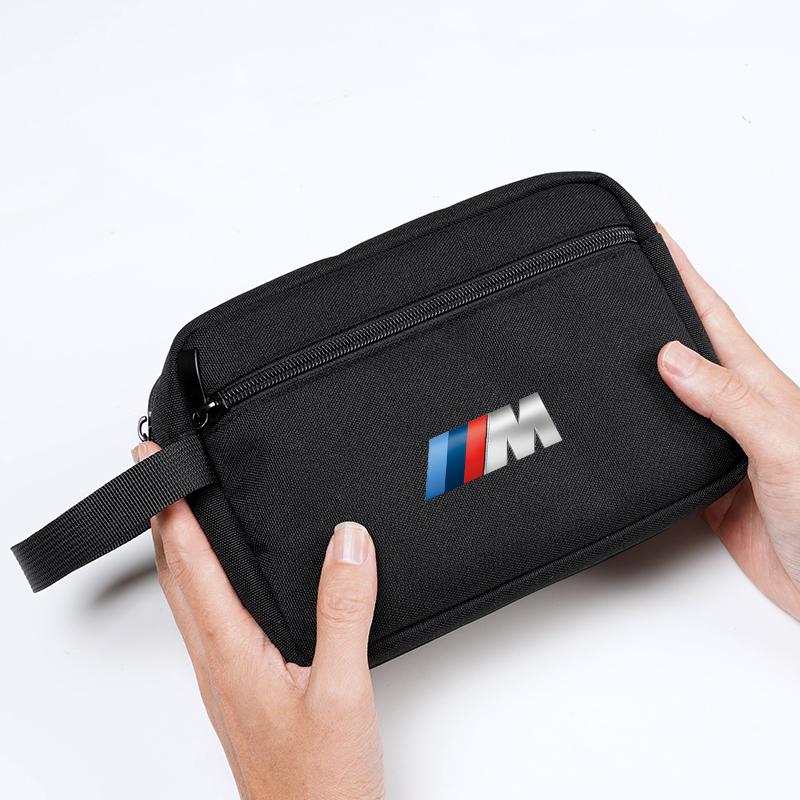 BBIP8 BMW Handbag Canvas Fabric Car Organizer Bag For BMW M i4 G26 F40 F11 E46 E60 E70 G30 X3 X5 Car Storage Bag Accessories keychain