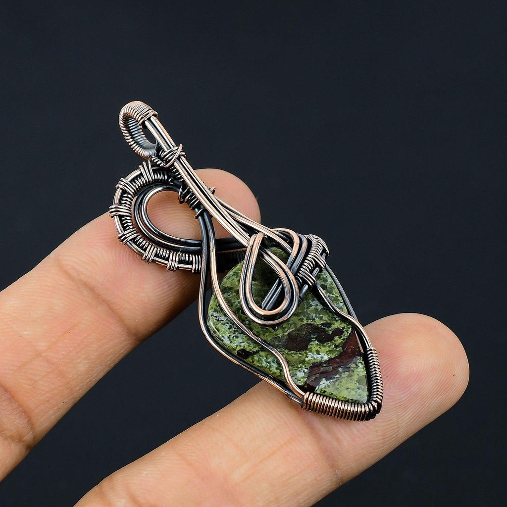 Dragon Blood Jasper 999 Copper Wire Wrapped Pendant, Handmade Gemstone Pendant Jewelry, Gifts For Wife Brand New Pendant