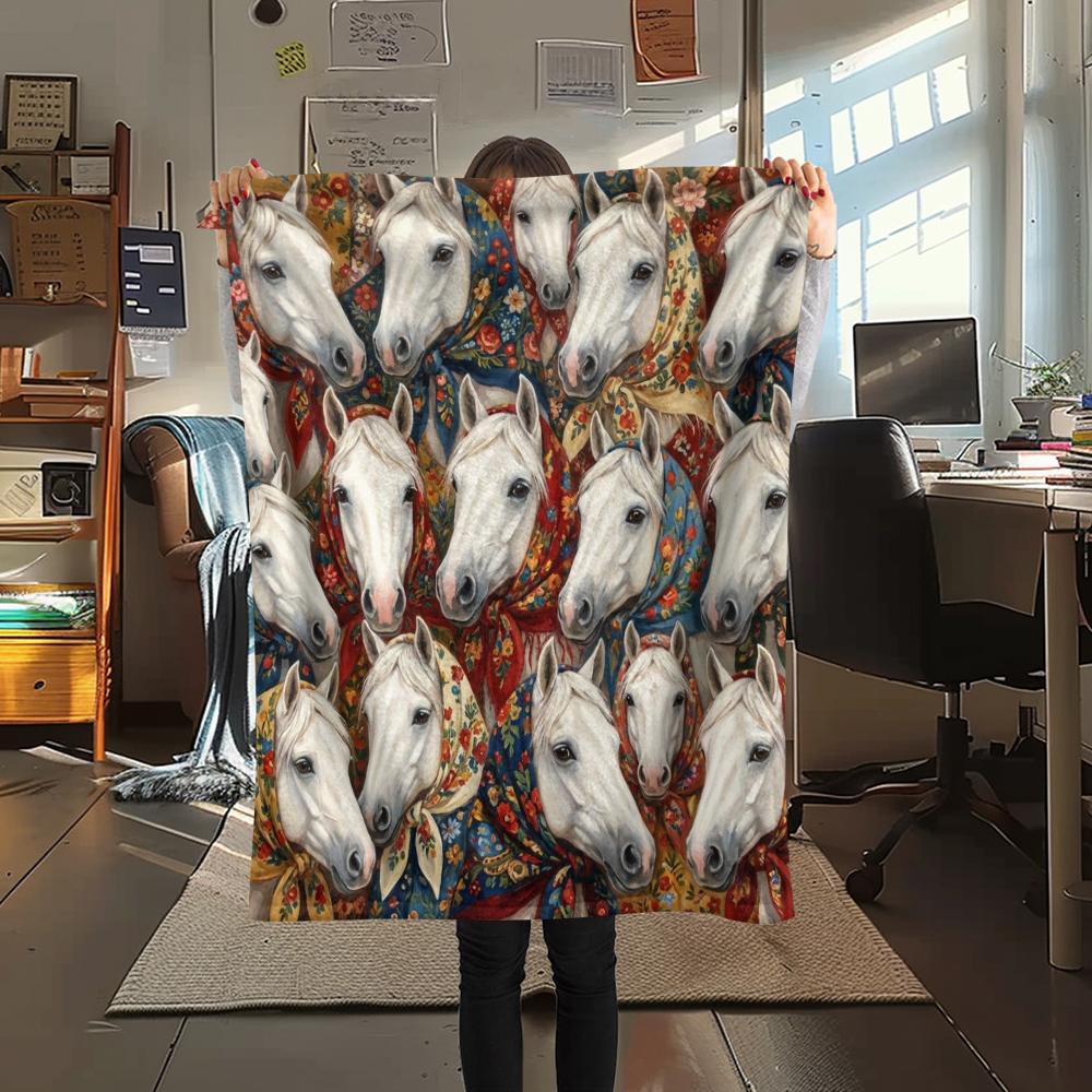 1 Stück Retro Tier Kunst Druck Flanelldecke, Hohe Qualität für Alle Jahreszeiten, Heimdekoration, Wärme und Komfort, Perfekt für Weihnachtsgeschenke