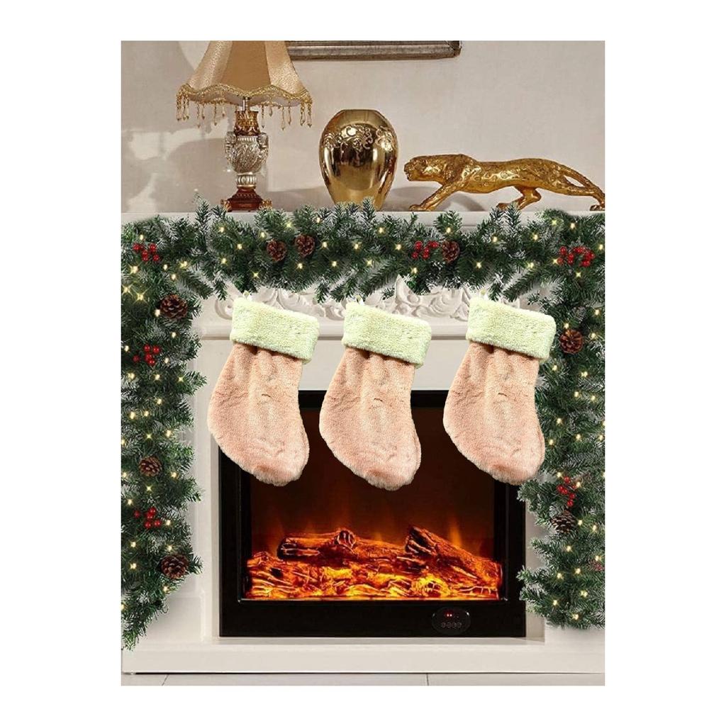 Plush 1st Class New Year's Eve Powder Pink Fireplace Tree Sock Ornament 35 Cm