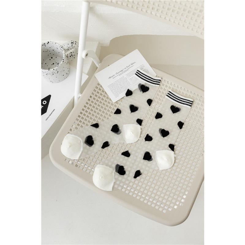 

Summer Ultra-thin Black and White Colored Glass Stockings for Women, Mid-calf Transparent and Simple Women s Silk Stockings 1 pair