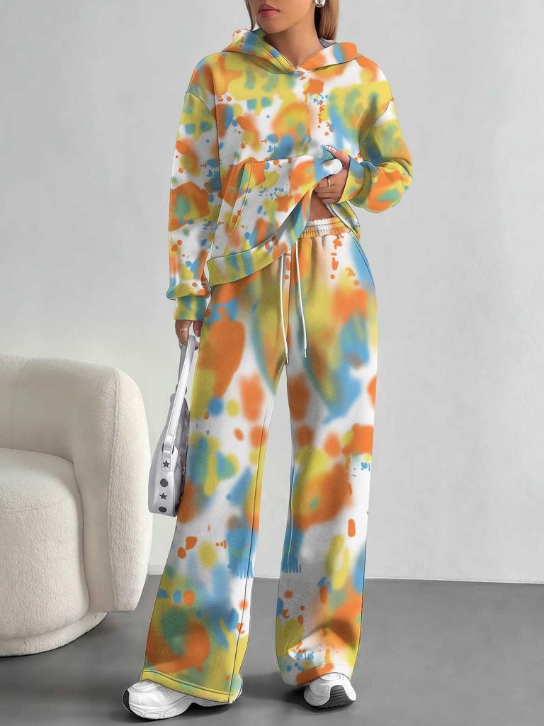 Gradual Change Europe and America Autumn and Winter 1116 Casual Long-sleeved Suit Women's Hooded Sweater Trousers Two-piece Set