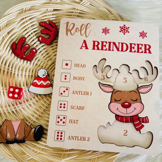 Christmas Puzzle Dice Game Santa Claus Wooden Jigsaw Puzzles for Adults Fun Holiday Activity for Kids Unique Christmas Party Game