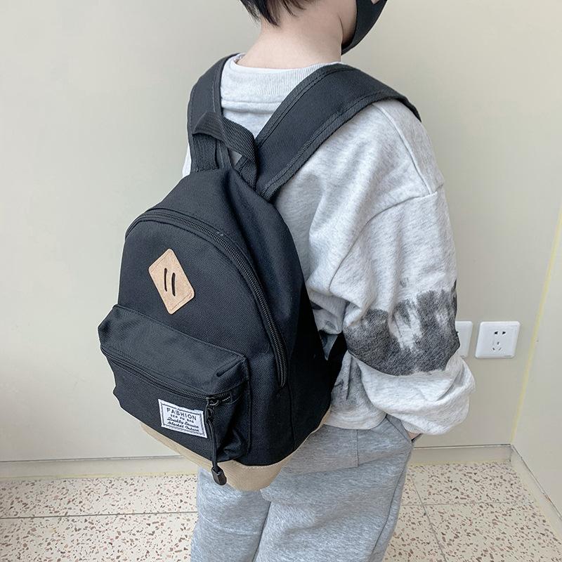 Boys Travel Backpack Simple And Lightweight Boys And Girls Canvas Solid Color Going Out Small Backpack Children'S Bag