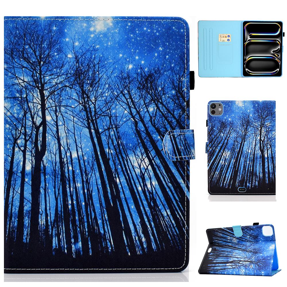 For iPad Pro 11 (2025)/11 (2024) Case PU Leather+TPU Tablet Protective Cover Pattern Printing Full Protection Shell