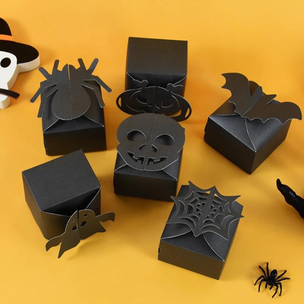 24pcs Spider/Pumpkin/Ghost Pattern Candy Packing Box Paper Snack Packaging Bag Grocery Store