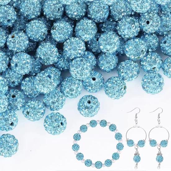 100Pcs 10mm Contas de Argila de Strass Coleção de Gelo Beisebol Estilo Bling Contas Redondas para Colar Pulseira Brincos Jóias DIY