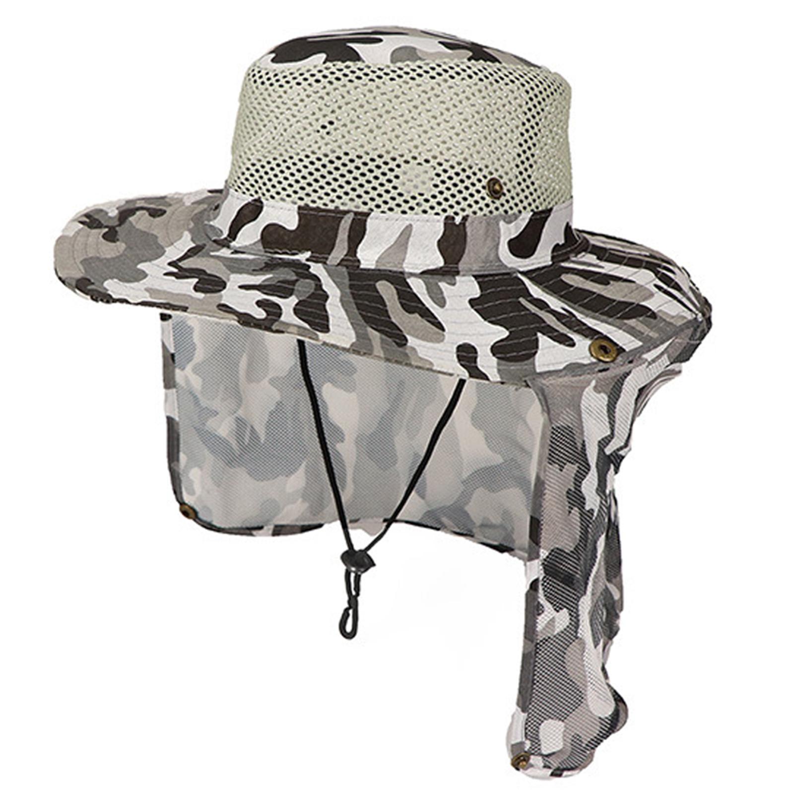 

Mesh Sun Hat Breathable Visor Hat Camouflage Fisherman Hat Men Women Detachable Neckcover Hat for Camping and Hiking C