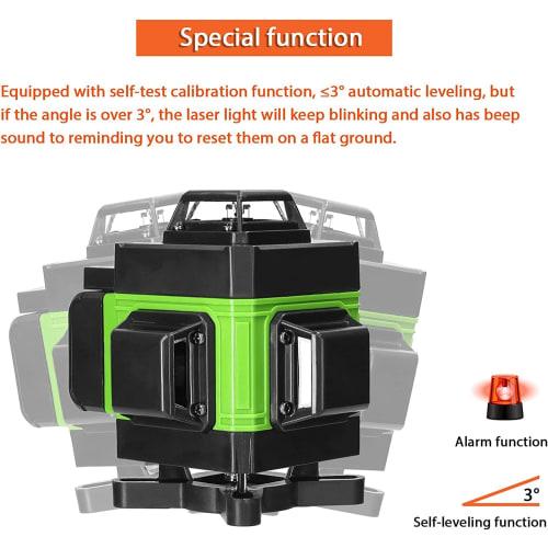 [.co.jp Exclusive] 16-Line Green Laser Level + 2 Batteries, Remote Control, Smartphone Operation, Japanese Installation (Note: Laser Class: Class 2, 4