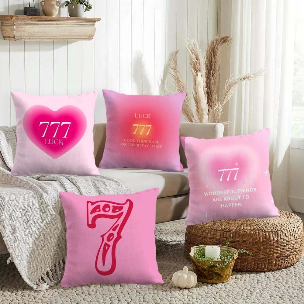 Lucky Angel Numbers Christian Women Cushion Cover Silky Short Plush Invisible Zipper Dustproof Sofa Pillow Case for Home Decor