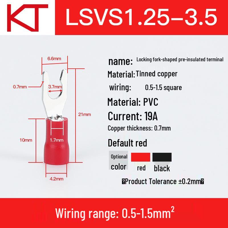 KT KST LSV1.25-3.5-4-5 Fork Type Pre-insulated Copper Lug Cold Crimp Terminal