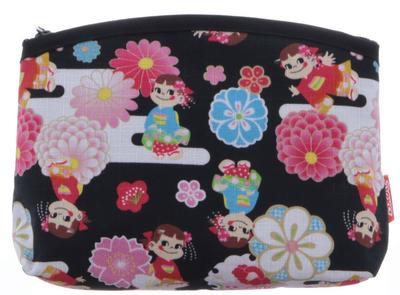 Maeda Senko x Kyoto Bottom Seam Pouch Schwarz Peko-chan