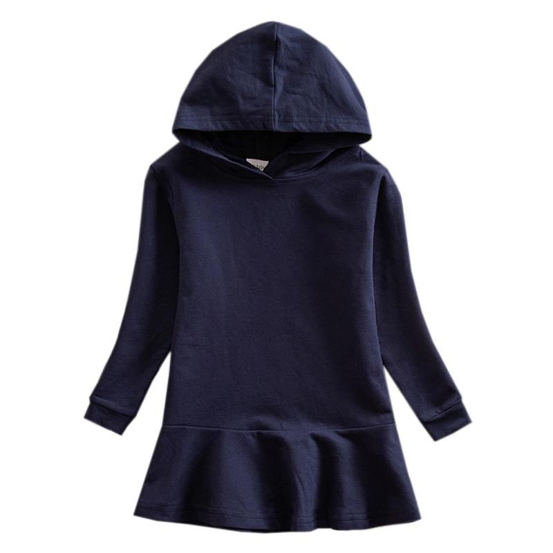 Spring Autumn Lotus Leaf Edge Cartoon Rainbow Girls' Dress Cotton Children's Long Sleeve Hoodie Hundred Fold Princess Dress