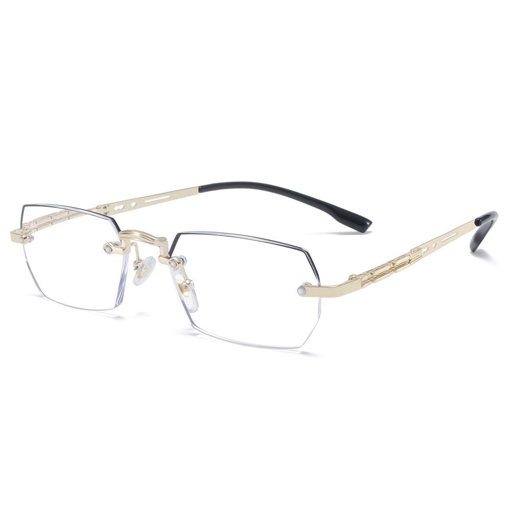 

Vintage Fashion Metal Frame Rimless Square Eyewerar Women Men Popular Travel Small Frame Glasses золотий