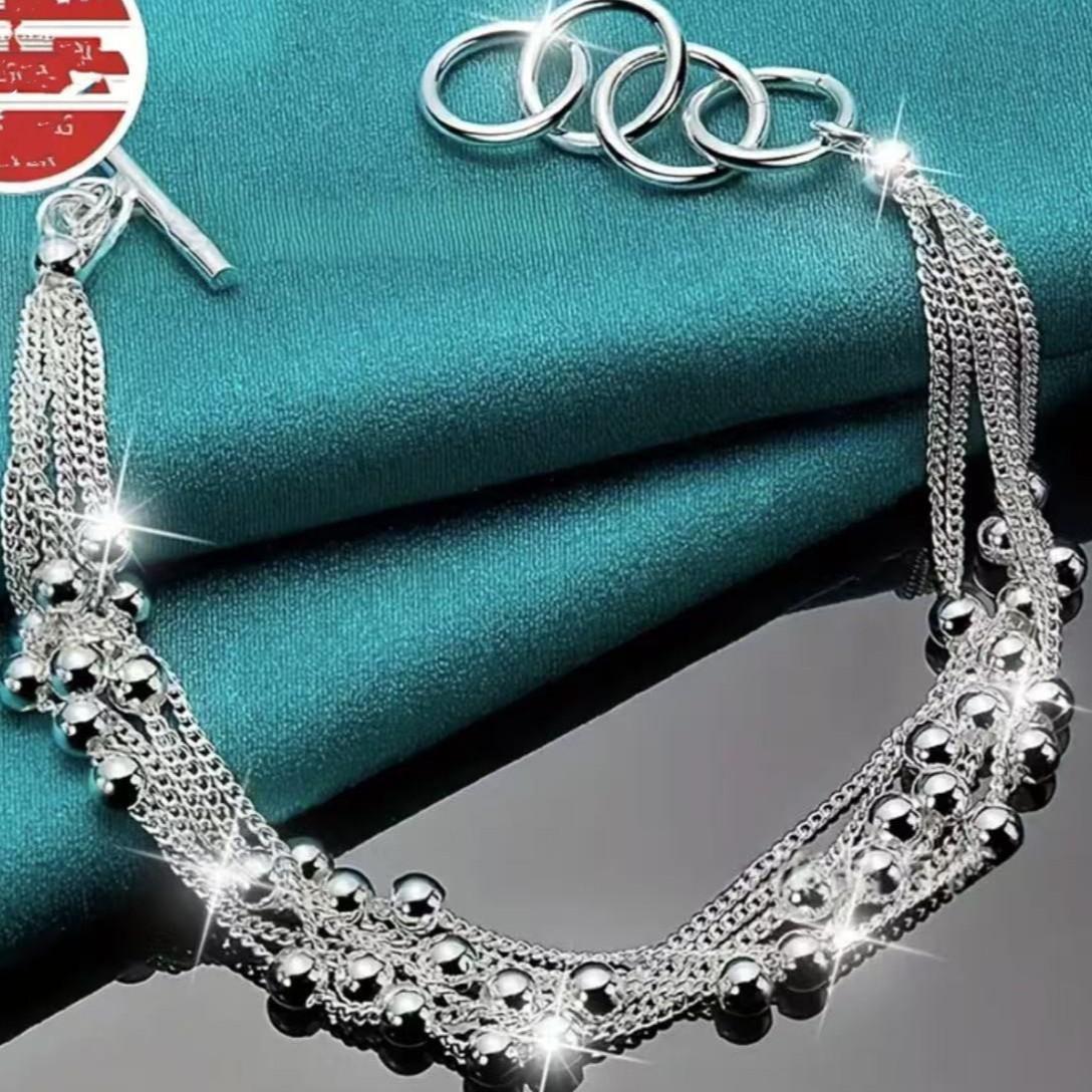 

Silver plated women s jewelry, six chain round bead women s bracelet